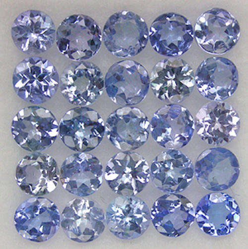 100% NATURAL TANZANITES - LOT Parcel of 5 - 0.60ct - Total - 3mm